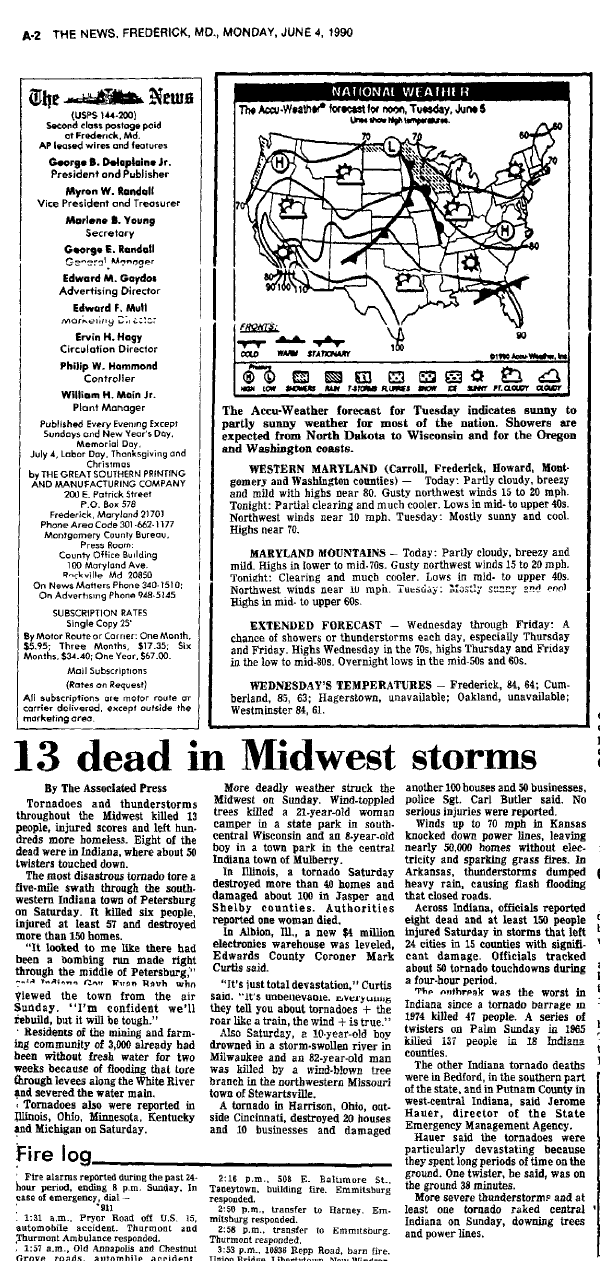 June 1990 Tornado Outbreak